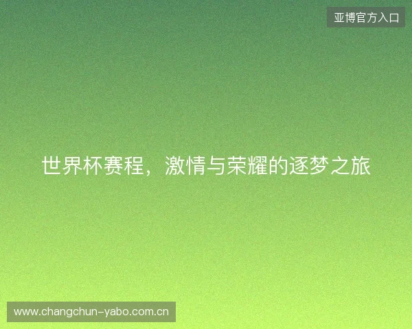 世界杯赛程，激情与荣耀的逐梦之旅